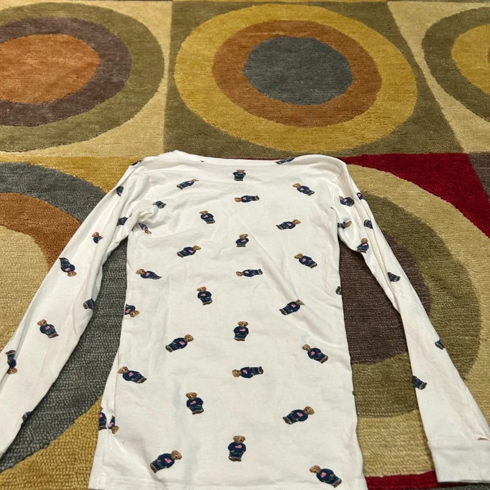 Polo Ralph Lauren Polo Bear Print Pajama Long Sleeve T Shirt Kids Girls Size 14